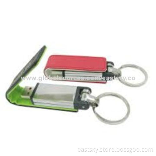Leather Promotional USB Flash Drive, Warranty Free for 2 Years, Leather Material, Comes in Red/Green